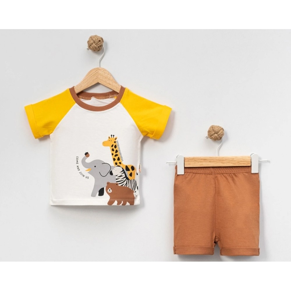 Βρεφικό Σετ Για Αγόρι 6-24 Μηνών Μουσταρδί-Καφέ