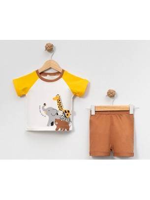 Βρεφικό Σετ Για Αγόρι 6-24 Μηνών Μουσταρδί-Καφέ