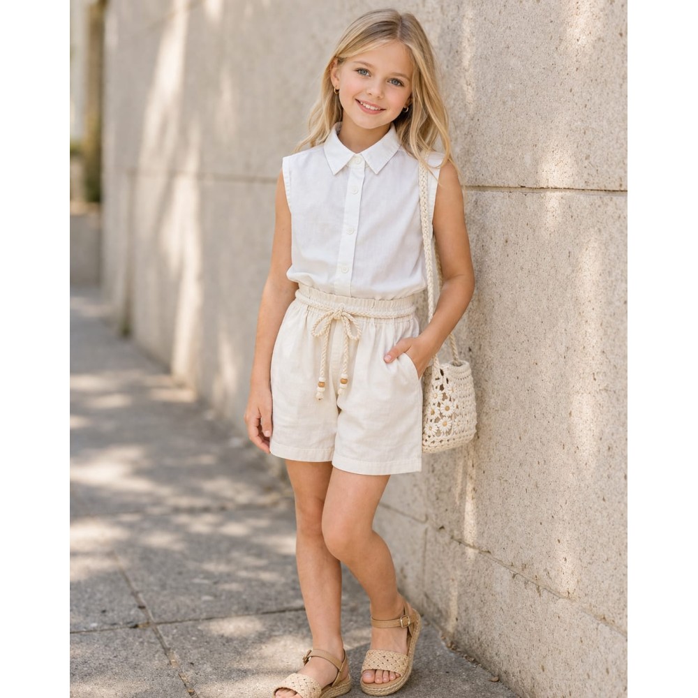 Παιδικό Πουκάμισο Για Κορίτσι 3-8 Χρονών Λευκό