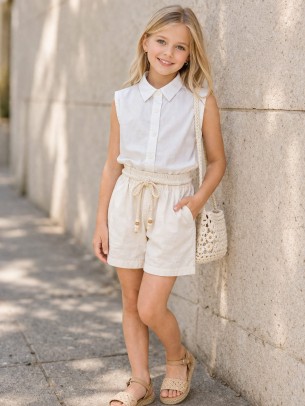 Παιδικό Πουκάμισο Για Κορίτσι 3-8 Χρονών Λευκό