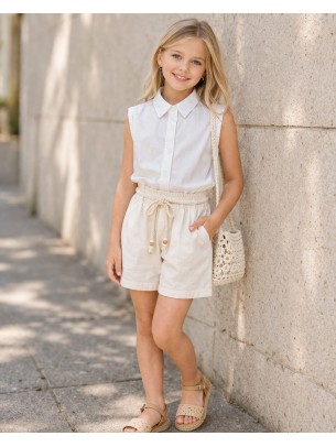 Παιδικό Πουκάμισο Για Κορίτσι 3-8 Χρονών Λευκό