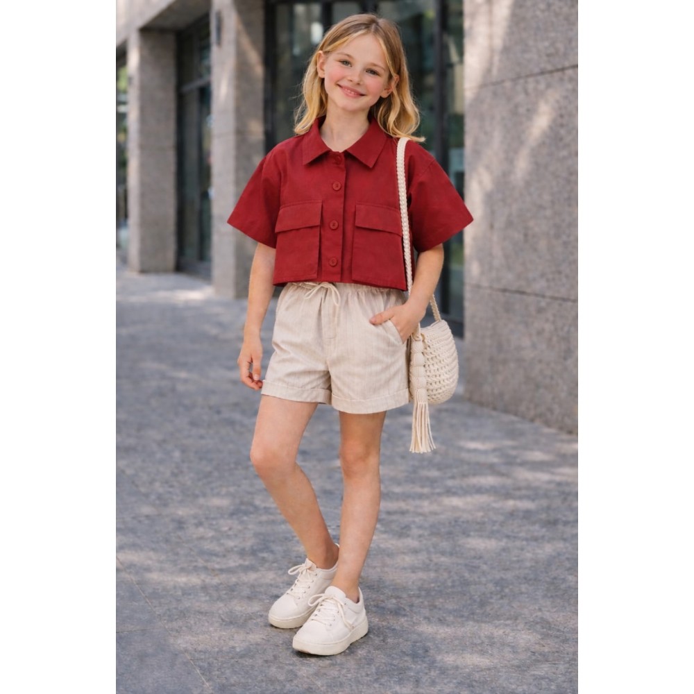 Παιδικό Πουκάμισο Για Κορίτσι 3-8 Χρονών Κόκκινο