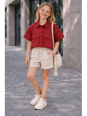Παιδικό Πουκάμισο Για Κορίτσι 3-8 Χρονών Κόκκινο