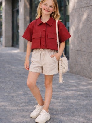 Παιδικό Πουκάμισο Για Κορίτσι 3-8 Χρονών Κόκκινο