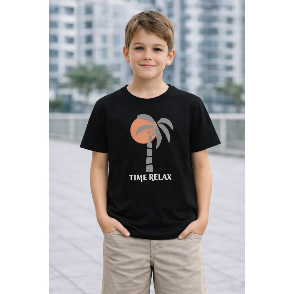 Παιδική Μπλούζα Για Αγόρι 6-10 Χρονών Μαύρο