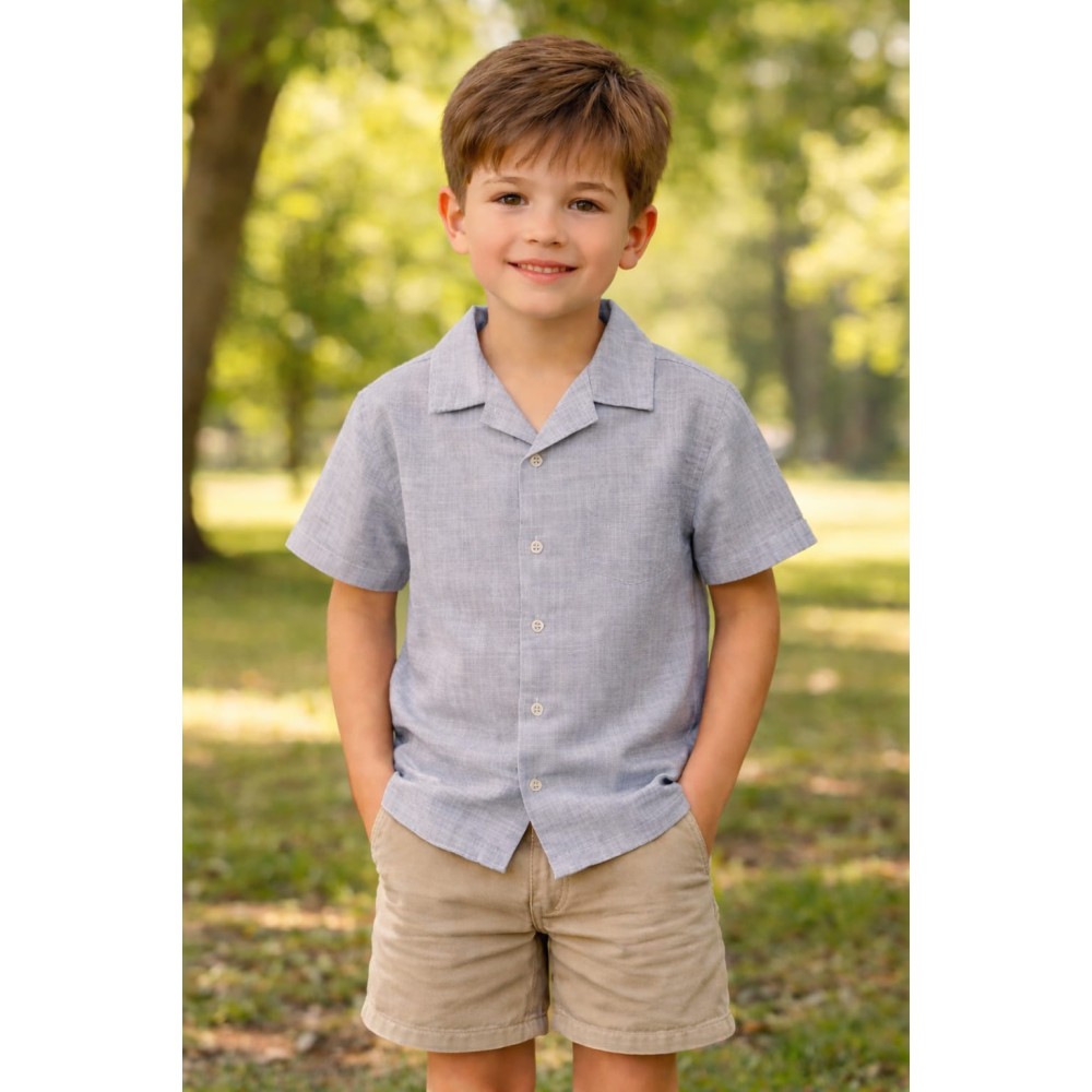 Παιδικό Πουκάμισο Για Αγόρι 3-8 Χρονών Μπλε