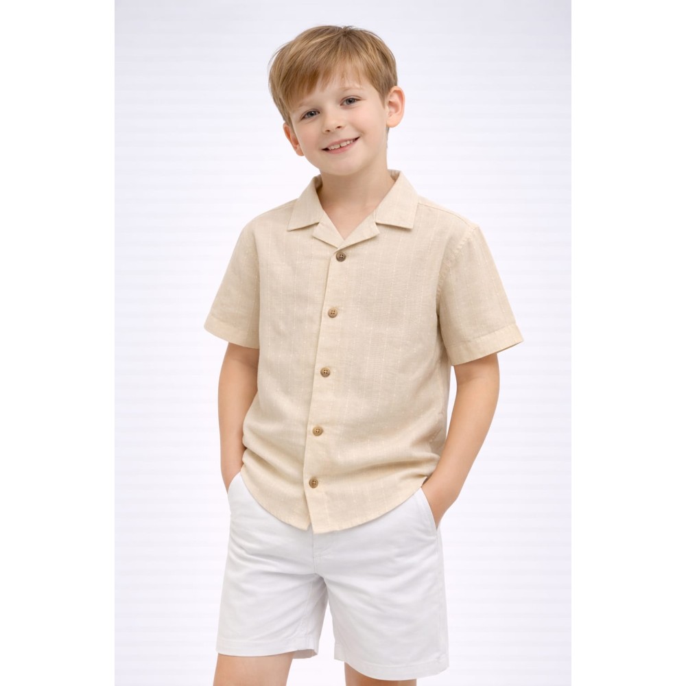 Παιδικό Πουκάμισο Για Αγόρι 3-8 Χρονών Μπεζ