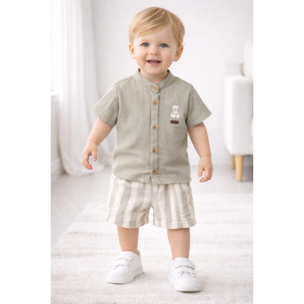 Βρεφικό Σετ Για Αγόρι 9-24 Μηνών Λαδί-Εκρού