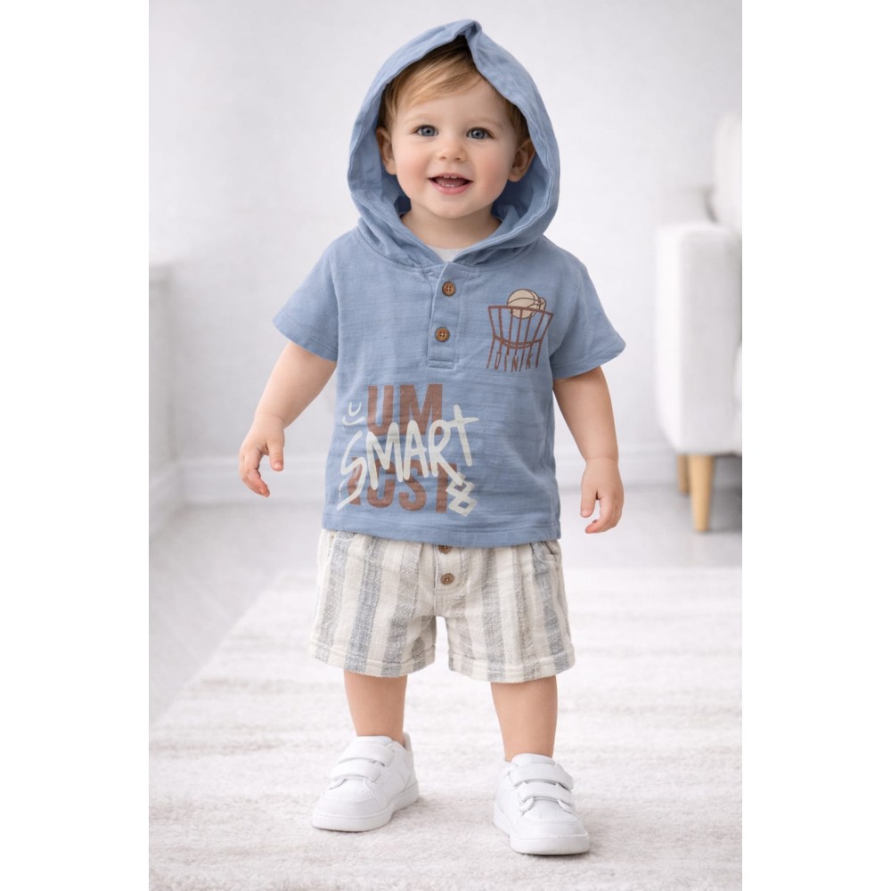 Βρεφικό Σετ Για Αγόρι 6-24 Μηνών Μπλε-Εκρού 