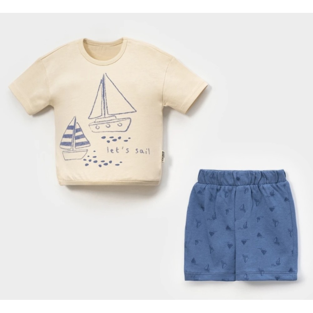 Βρεφικό Σετ Για Αγόρι 6-24 Μηνών Εκρού-Μπλε