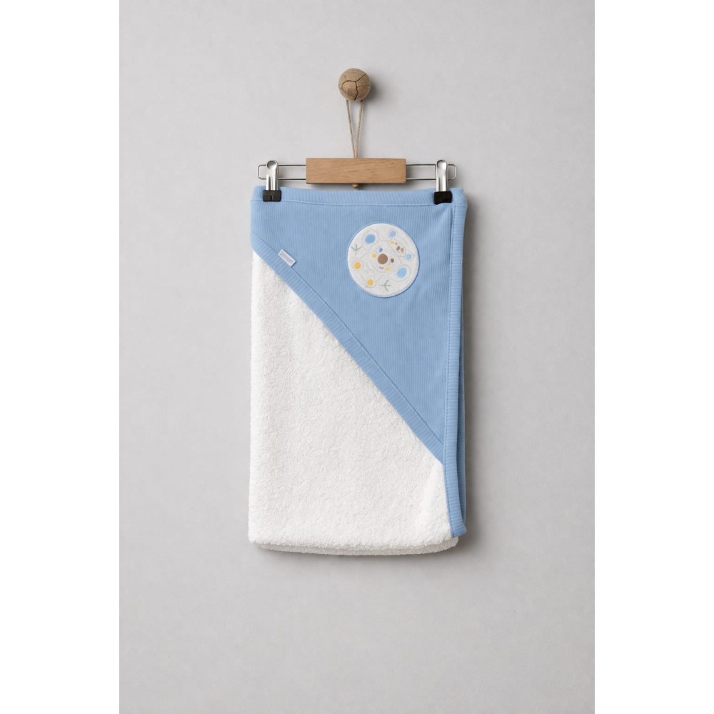 Βρεφική Πετσέτα Μπάνιου Για Κορίτσι Λευκό - Μπλε