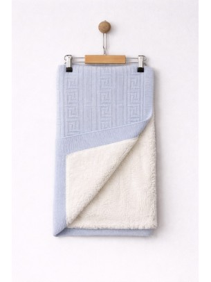 Βρεφική Κουβέρτα Πλεκτή Με Fleece Μπλε