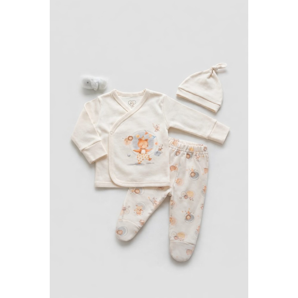 Σετ Νεογέννητο 3Τμχ Για Κορίτσι 0-3 Μηνών Εκρού