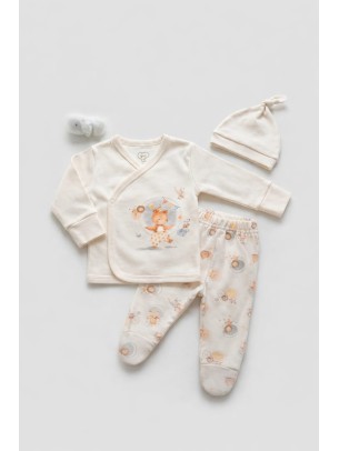 Σετ Νεογέννητο 3Τμχ Για Κορίτσι 0-3 Μηνών Εκρού