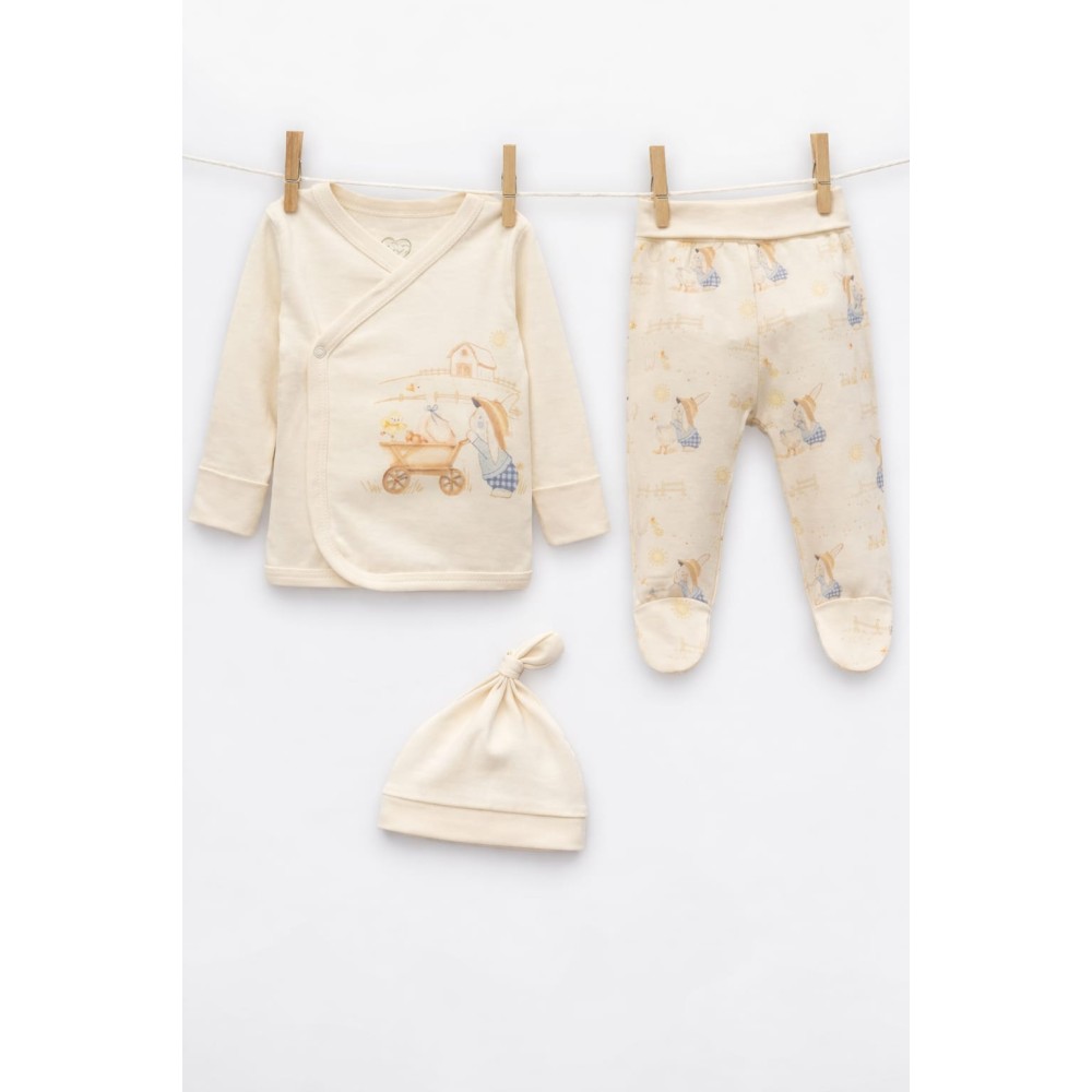 Σετ Νεογέννητο 3Τμχ Για Αγόρι 0-3 Μηνών Εκρού