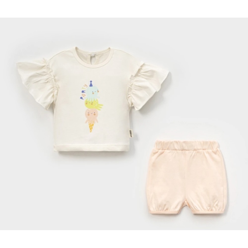 Βρεφικό Σετ Για Κορίτσι 6-24 Μηνών Εκρού - Σομόν