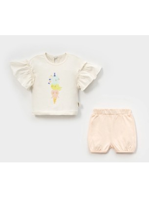 Βρεφικό Σετ Για Κορίτσι 6-24 Μηνών Εκρού - Σομόν