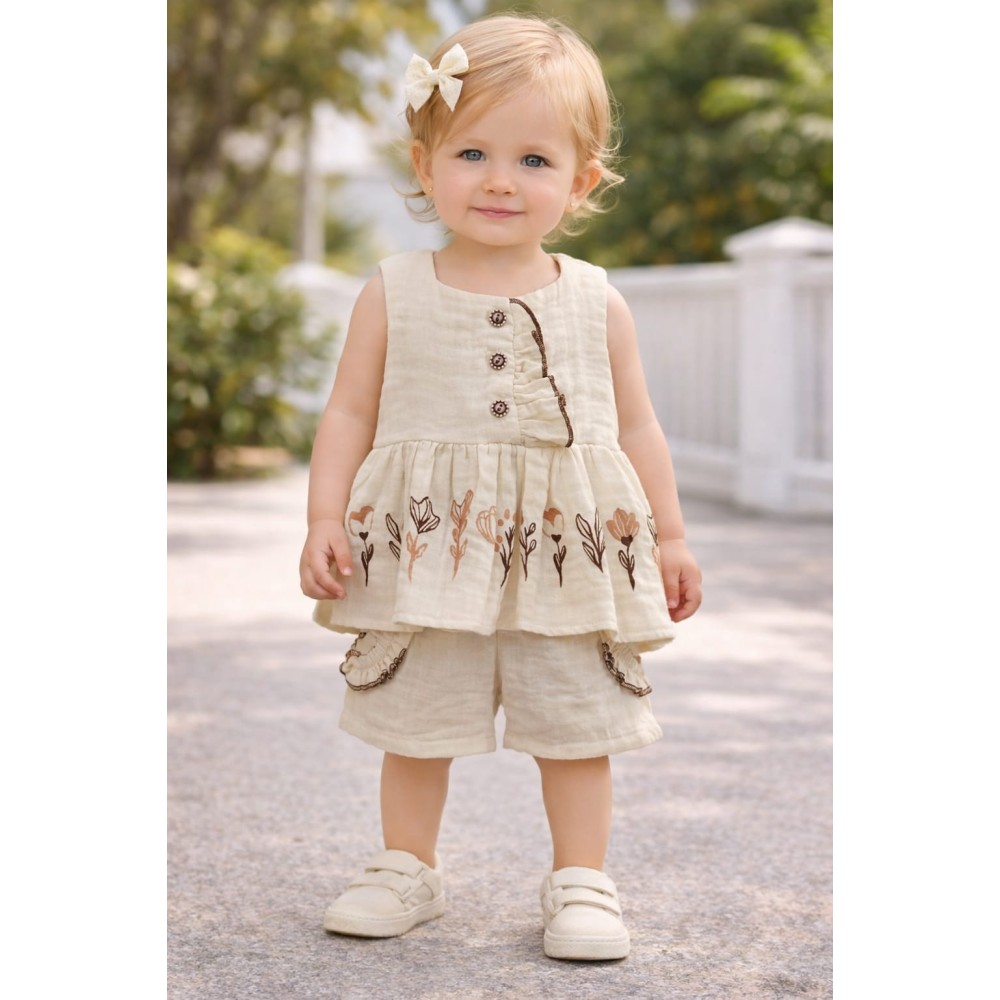 Βρεφικό Σετ Για Κορίτσι 6-24 Μηνών Εκρού-Καφέ