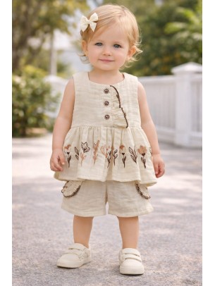 Βρεφικό Σετ Για Κορίτσι 6-24 Μηνών Εκρού-Καφέ