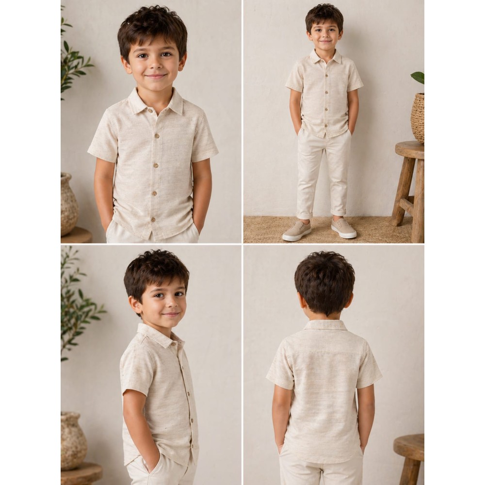 Παιδικό Πουκάμισο Για Αγόρι 3-8 Χρονών Μπεζ