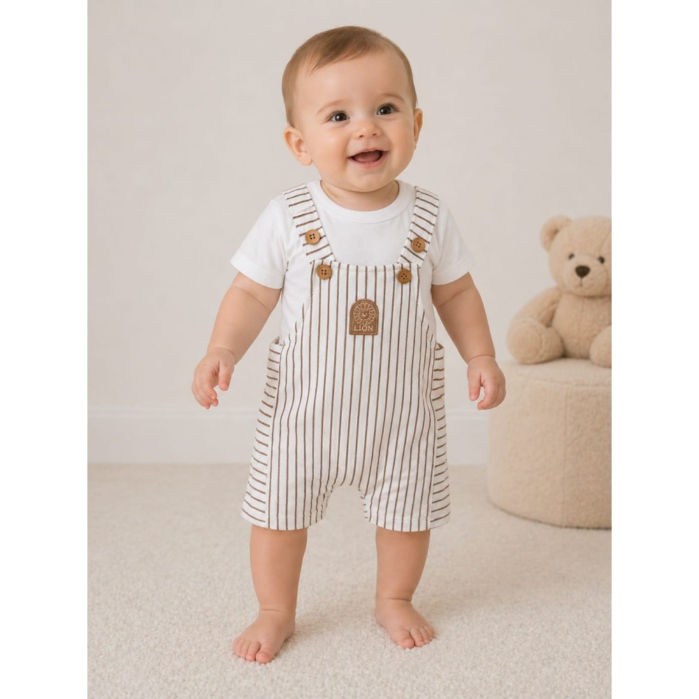 Βρεφικό Φορμάκι Για Αγόρι 3-9 Μηνών Λευκό-Καφέ