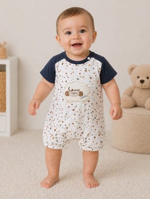 Βρεφικό Φορμάκι Για Αγόρι 3-9 Μηνών Λευκό-Ανθράκι