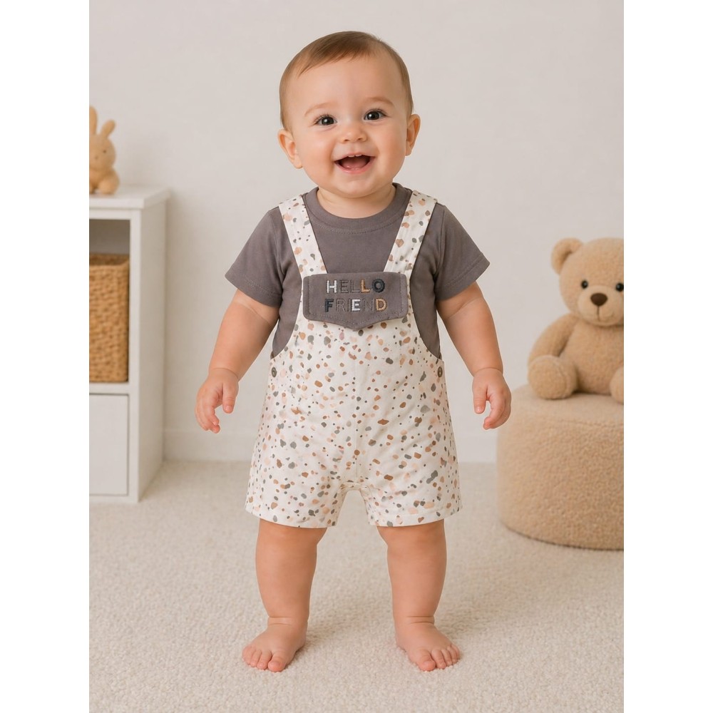 Βρεφικό Φορμάκι Για Αγόρι 3-9 Μηνών Λευκό-Γκρι