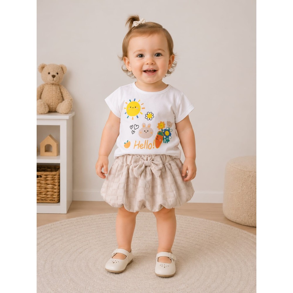 Βρεφικό Σετ Για Κορίτσι 6-18 Μηνών Λευκό-Μπεζ