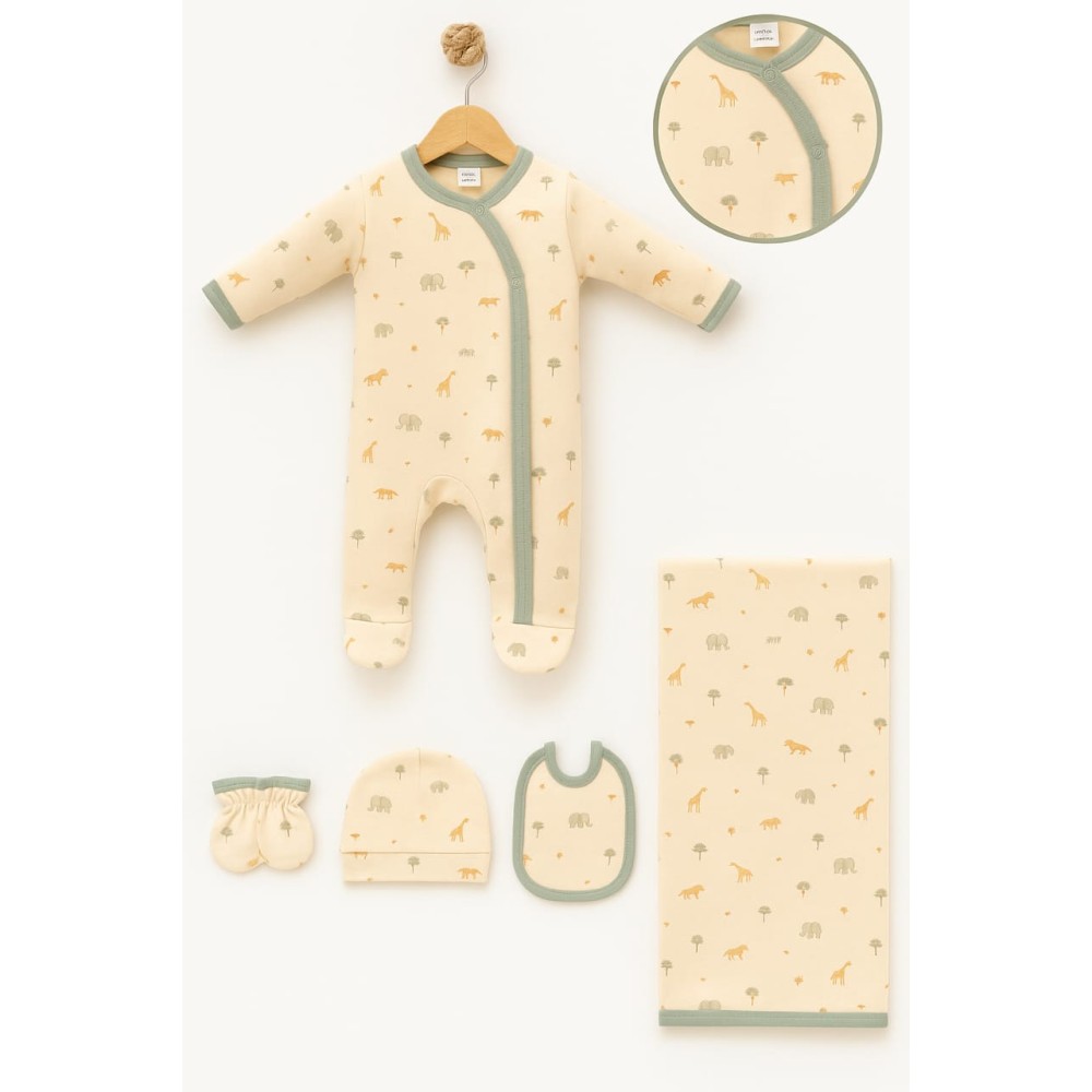  Σετ Νεογενιτο Για Αγορι Εκρου Φυστικι     0-3 Μηνων