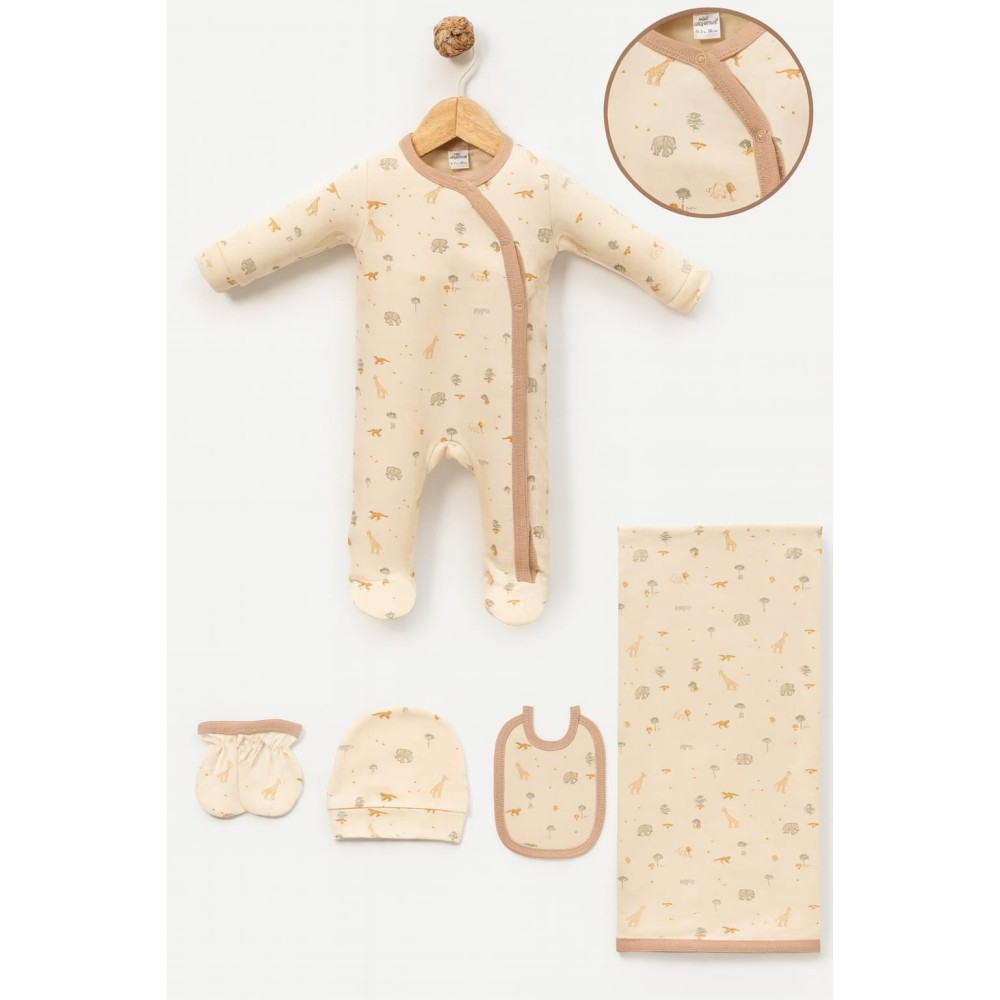 Σετ Νεογεννητο Για Αγορι Εκρου Καφε 0-3 Μηνων