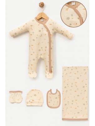 Σετ Νεογεννητο Για Αγορι Εκρου Καφε 0-3 Μηνων