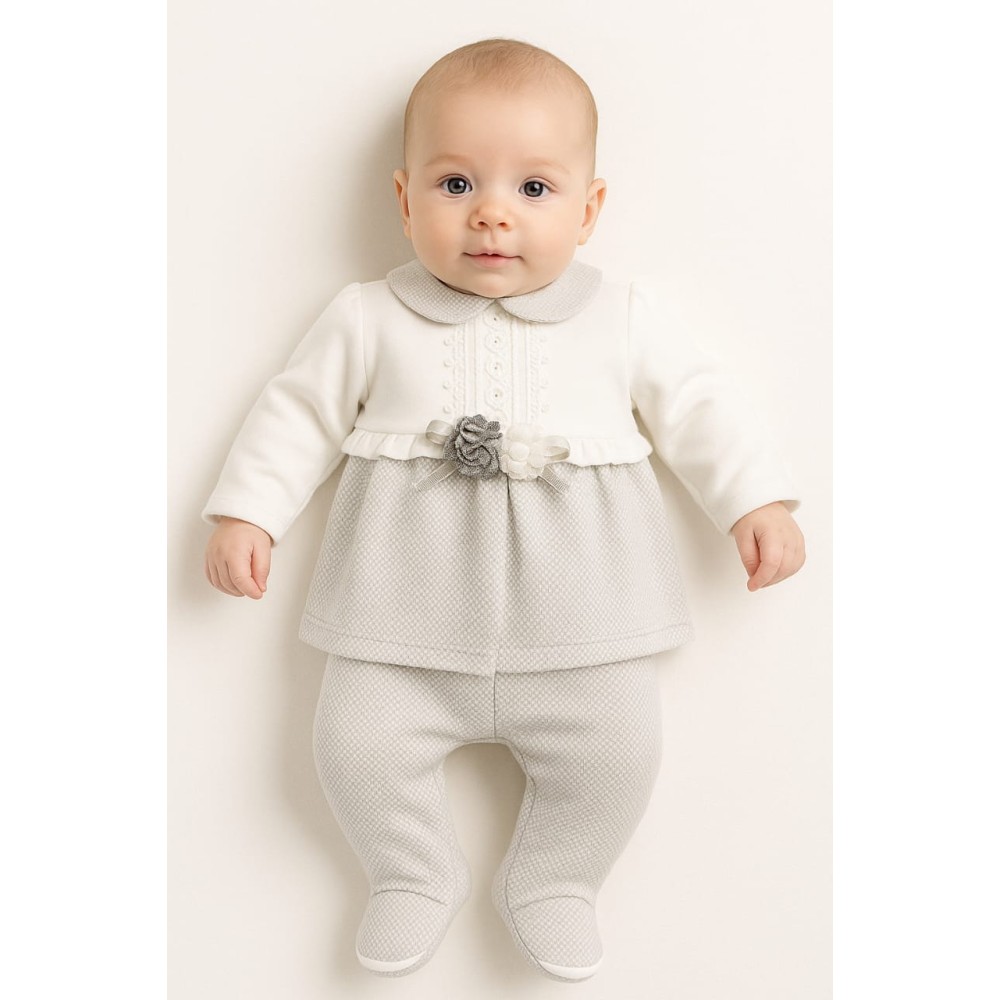 Σετ Νεογεννητο Για Κοριτσι Λευκο Γκρι 1-6 Μηνων