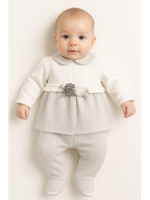 Σετ Νεογεννητο Για Κοριτσι Λευκο Γκρι 1-6 Μηνων
