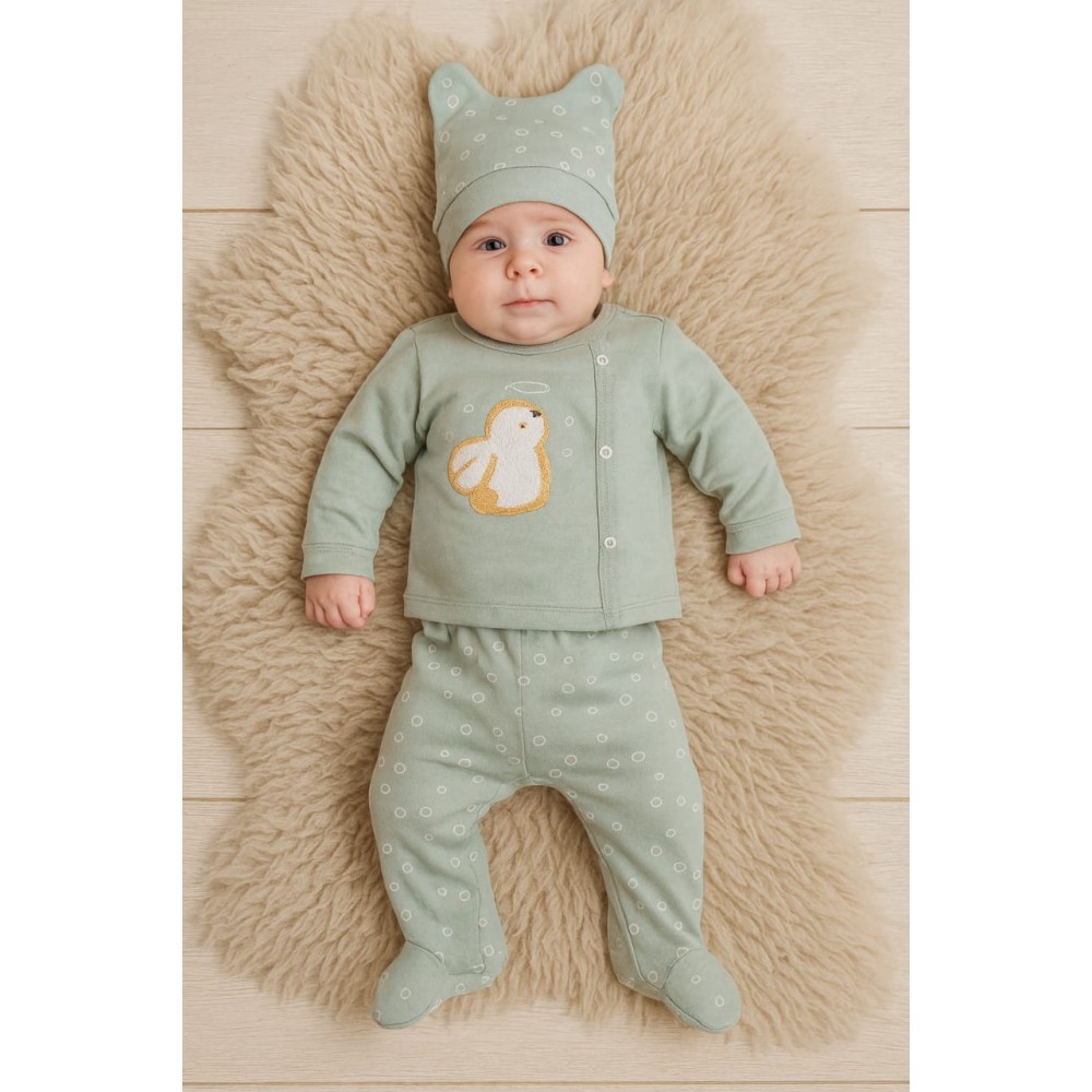 Σετ Νεογεννητο 3 Τμχ Για Κοριτσι Φυστικι 0-3 Μηνων