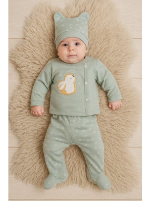 Σετ Νεογεννητο 3 Τμχ Για Κοριτσι Φυστικι 0-3 Μηνων
