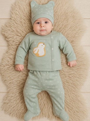 Σετ Νεογεννητο 3 Τμχ Για Κοριτσι Φυστικι 0-3 Μηνων