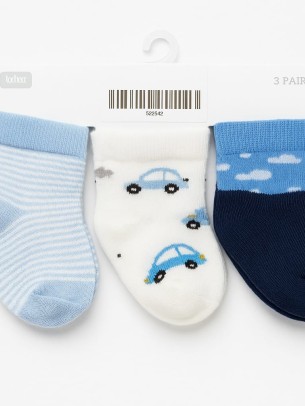 Βρεφικες Καλτσες 3 Τμχ  0-6 Μηνων Μπλε
