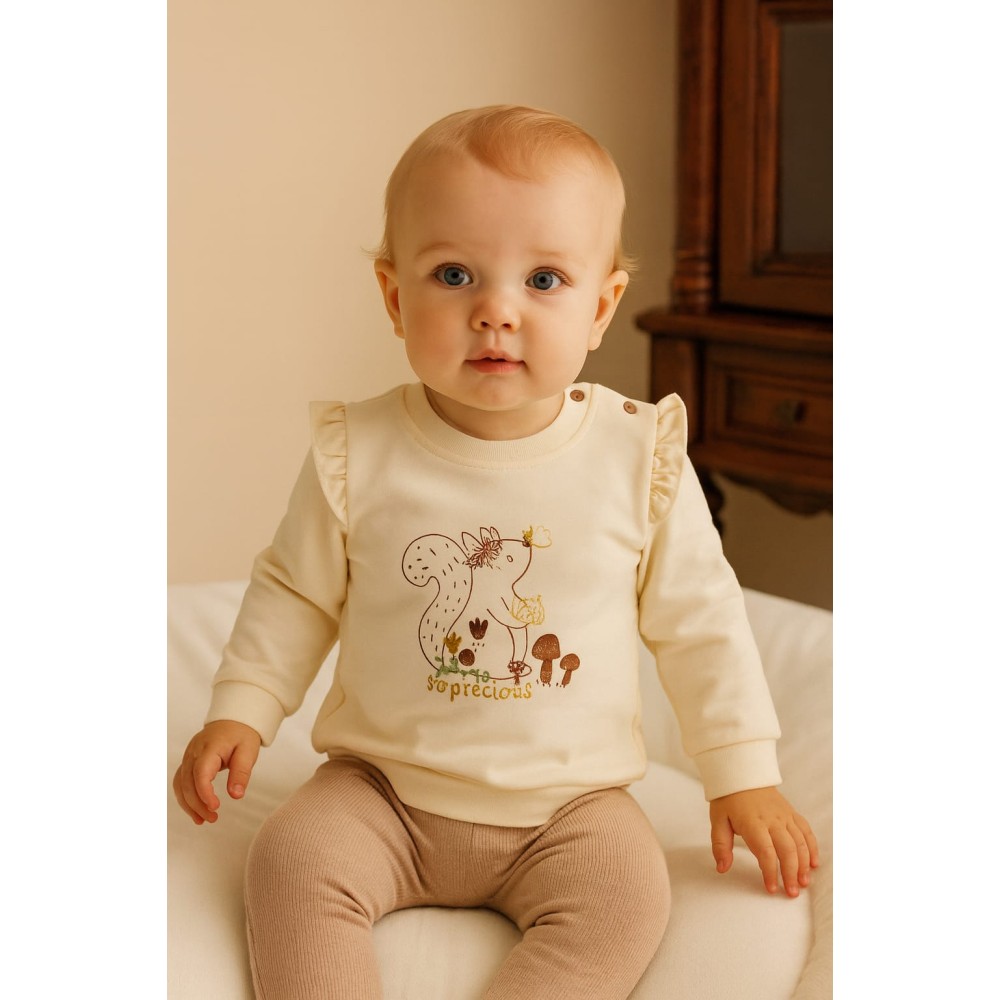Βρεφική Μπλούζα για Κορίτσι 6-18 Μηνών Εκρού