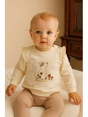 Βρεφική Μπλούζα για Κορίτσι 6-18 Μηνών Εκρού