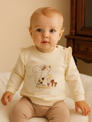 Βρεφική Μπλούζα για Κορίτσι 6-18 Μηνών Εκρού