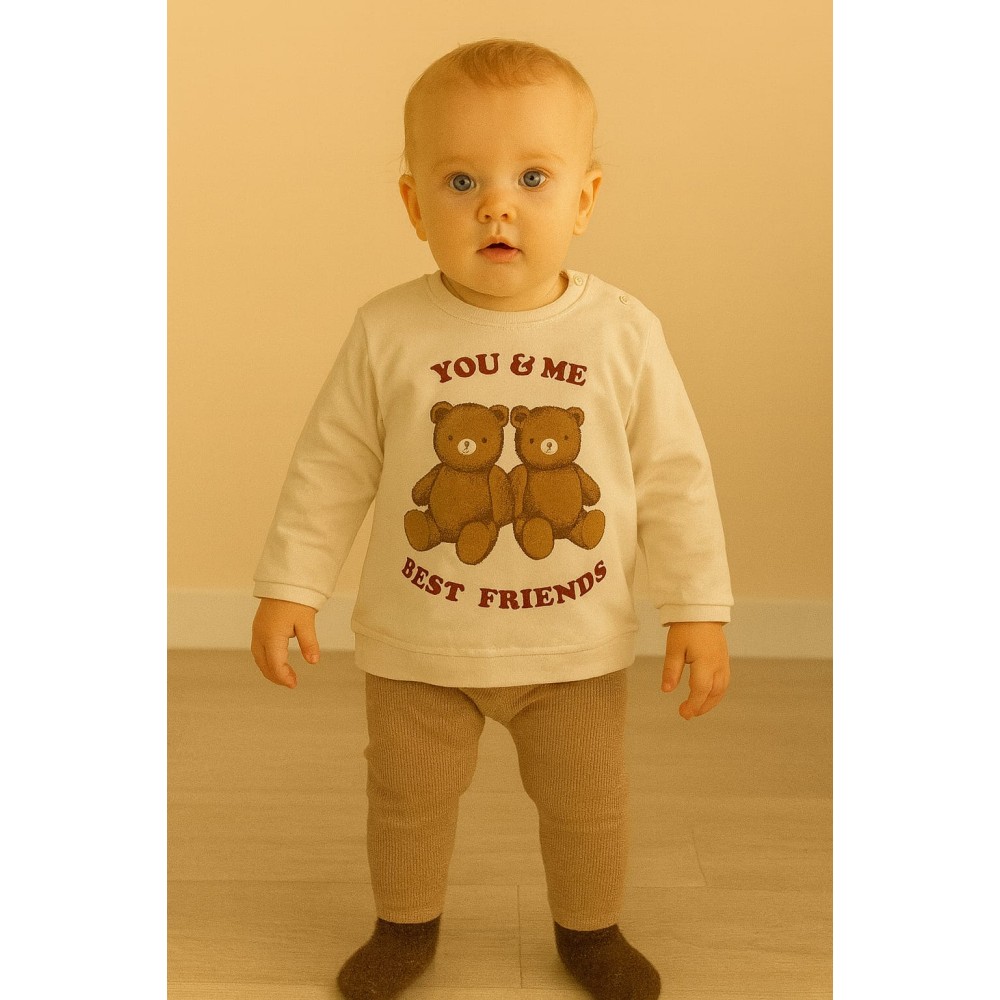 Βρεφικό Φούτερ για Κορίτσι 12-30 Μηνών Εκρού