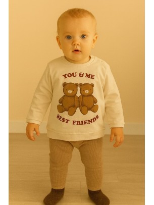 Βρεφικό Φούτερ για Κορίτσι 12-30 Μηνών Εκρού