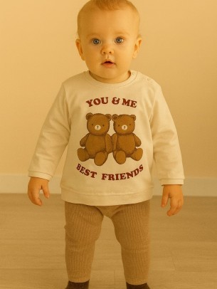 Βρεφικό Φούτερ για Κορίτσι 12-30 Μηνών Εκρού