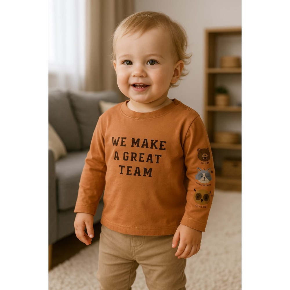 Βρεφική Μπλούζα για Αγόρι 6-24 Μηνών Κεραμιδί