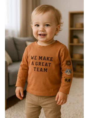 Βρεφική Μπλούζα για Αγόρι 6-24 Μηνών Κεραμιδί