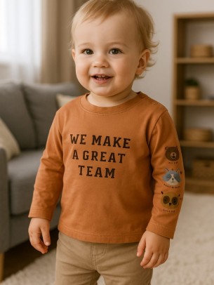 Βρεφική Μπλούζα για Αγόρι 6-24 Μηνών Κεραμιδί