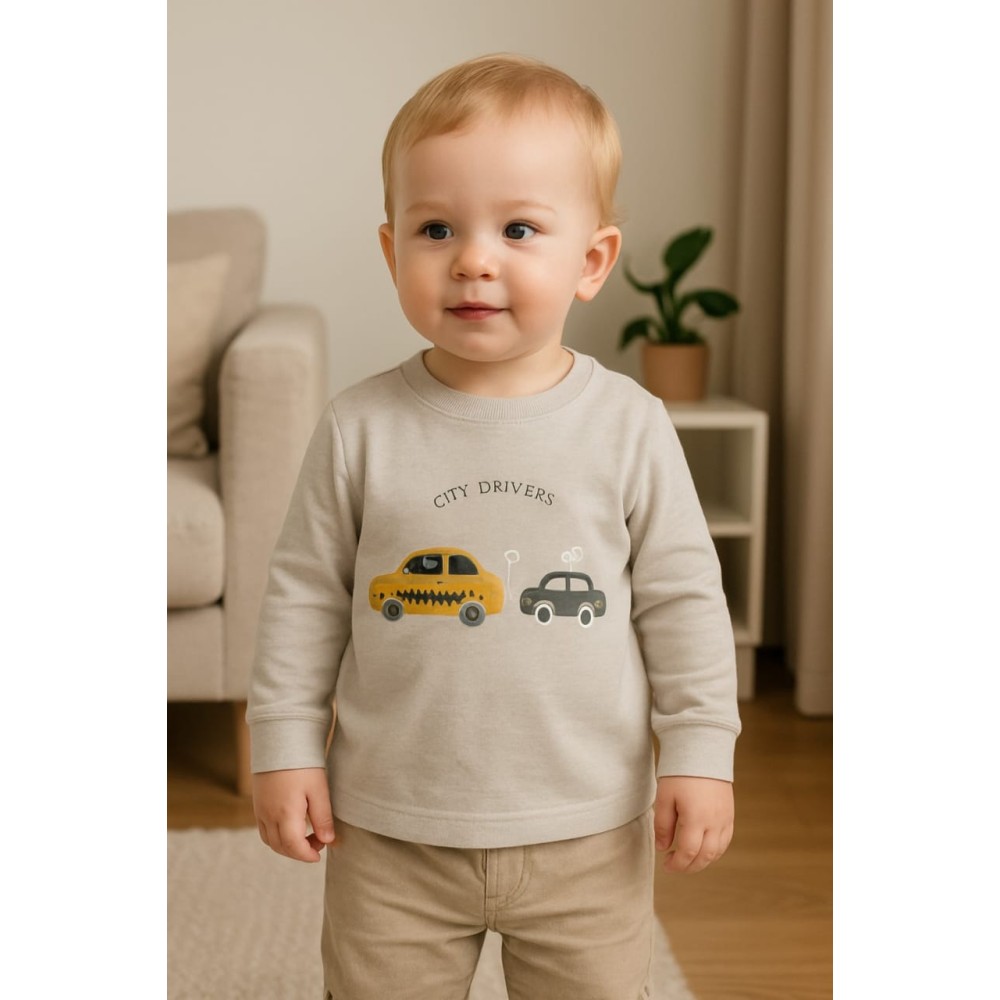 Βρεφική Μπλούζα για Αγόρι 12-30 Μηνών Μπέζ