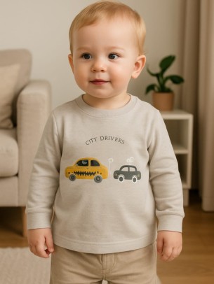 Βρεφική Μπλούζα για Αγόρι 12-30 Μηνών Μπέζ