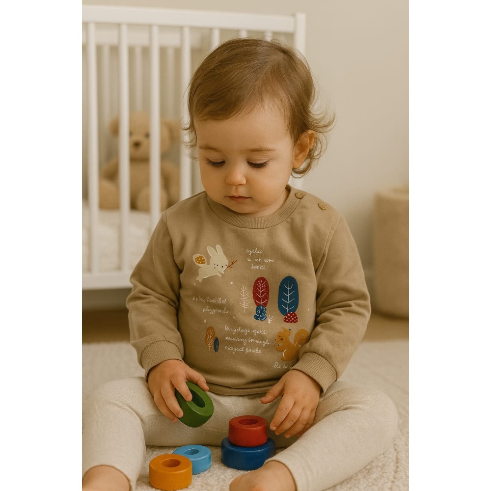 Βρεφική Μπλούζα για Κορίτσι 6-24 Μηνών Ανοιχτό Καφέ