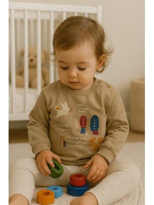 Βρεφική Μπλούζα για Κορίτσι 6-24 Μηνών Ανοιχτό Καφέ